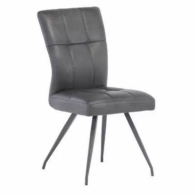 Hut Dining Chair - Grey PU Leather and Fabric